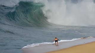 Raw Footage  World Champion Skimboarders Try to Reach Massive Waves in Mexico [upl. by Gannes]