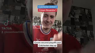 Ft Colchester United 11 Crewe Alexandra Playoffs secured and Colchester stay up [upl. by Sorenson129]