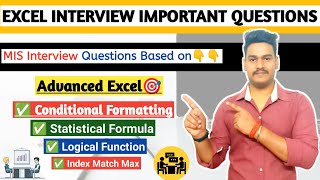 Interview Questions amp Answer for Excel  excel interviews job  MIS Interview Questions and Answers [upl. by Lebna]