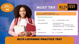 White Water Sports Centre  IELTS Listening Practice Test 2024 Answers [upl. by Kelwin]