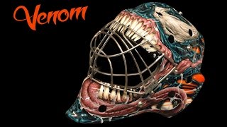 How To Airbrush A Goalie Mask Venom Design Pt 1 [upl. by Nowahs]