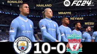 WHAT HAPPEN IF MESSI RONALDO MBAPPE NEYMAR PLAY TOGETHER ON MANCHESTER CITY VS LIVERPOOL [upl. by Ellenhoj78]