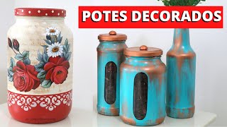 2 ideias brilhantes para decorar POTES DE VIDRO Artesanato em geral do Compartilhando Arte [upl. by Cathrine]