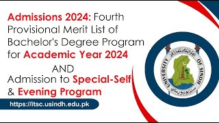 Admission 2024 Fourth Provisional Merit List amp Admission to Special Self amp Evening Programs 2024 [upl. by Acinimod652]