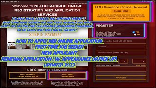 HOW TO APPLY NBI CLEARANCE ONLINE UPDATED 2023  FIRST TIME JOB SEEKER  NEWRENEWAL APPLICATION [upl. by Encratis]