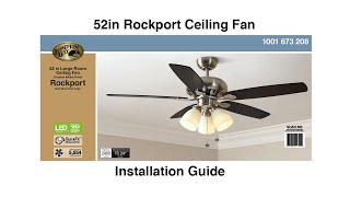 How to Install the Hampton Bay 52quot Rockport Ceiling Fan [upl. by Ahsinoj225]