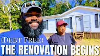 Lets Get This Mobile Home Renovated  RENOVATING OUR 1991 DOUBLEWIDE MOBILE HOME DEBT FREE [upl. by Atwahs]