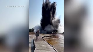 Small hydrothermal explosion reported at Biscuit Basin in Yellowstone National Park [upl. by Innep]