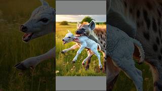 Hunter hyena attack on a baby cow cow hyena animals petanimals wildanimals motherslove shorts [upl. by Nosnaj326]