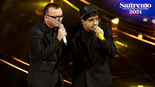 Sanremo 2024  Geolier con Guè Luchè e Gigi DAlessio canta un medley Strade [upl. by Aneetak]