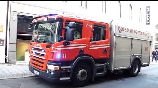 patruljebil 70 PHS Oslo responding Slangevogn 11 OBRE Briskeby brannstasjon onscene [upl. by Liddle]