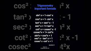 Trigonometry important formulasformula algebra mkgkquestion mathematicalformula maths [upl. by Volpe]