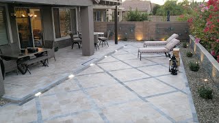 Backyard Transformation from grass to travertine [upl. by Ingham]