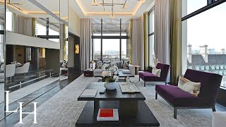 Touring a £17000000 London Penthouse in Belvedere Gardens Southbank Place [upl. by Nisotawulo]