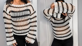 Blusa calada tejida a CROCHET 🧶 paso a paso ideal para principiantes😉🧶 [upl. by Adlay42]