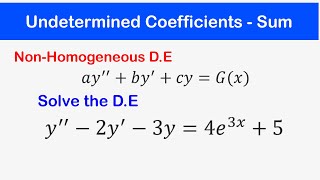 🔵21e  Method of Undetermined Coefficients 5  Gx  Sum of Functions [upl. by Lilllie]