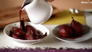 Red wine poached pears recipe video [upl. by Crosse]