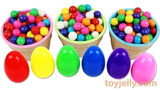 Learn Colors Bubble Gum Ice Cream Cup Surprise Egg Toys Disney Cars TMNT Play Doh Popsicle Numbers [upl. by Lapham]