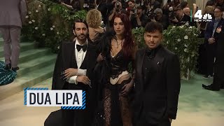 Dua Lipa brings radical optimism to Met Gala carpet  NBC New York [upl. by Llerref]