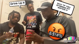 SUSPICIOUSLY OFFERING A GLASS OF WATER TO MY DAD PRANK HILARIOUS [upl. by Enahpets]