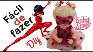 Como fazer Fantasia MIRACULOUS LADYBUG Para Baby Alive e outras bonecas [upl. by Enihpled]