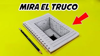 🔥 TRUCOS Dibujos 3D  Como Dibujar un AGUJERO 3D con lapiz Sobre Cuaderno Cuadriculado  Arte Facil [upl. by Sihtnyc121]