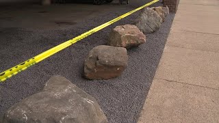 Boulders used as security measure outside building housing Luzerne County election bureau [upl. by Eeslehc]