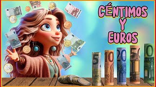 🤑MONEDAS Y 💸BILLETES  CÉNTIMOS Y EUROS para NIÑOS [upl. by Leinahtam]