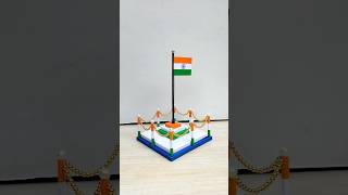 DIY Independence day flag hoisting craft  How to make INDIAN flag with paper shorts [upl. by Ntsuj979]