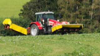 Mähen mit Massey ferguson 5709 pöttinger eurocat 311 und pöttinger novacat 262 [upl. by Oznohpla]