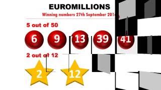 Euromillions am Dienstag Aktuelle Eurolotto Gewinnzahlen vom 27 September 2016 [upl. by Aratehs]