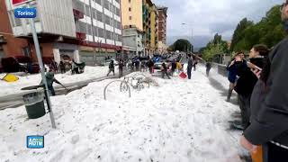 Torino nuova grandinata a maggio sommerge le strade [upl. by Buehrer]