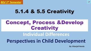 514 amp 55 CreativityDefinitionCharacteristicsProcessDevelop Creativity in Children [upl. by Travax]