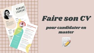 CANDIDATURES EN MASTER 1  comment faire son CV [upl. by Lyns]