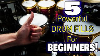 5 POWERFUL Drum Fills For Beginners  Easy Beginner Drum Fills  DRUM LESSON [upl. by Atiuqiram]