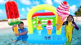 Wendy amp Friends Pretend Play with Ice Cream Kids Toys by the Pool [upl. by Fabrianna]