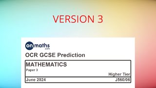 UPDATED June 2024 Predicted Maths GCSE Paper 3 OCR Higher Paper 3 Calculator Exam J56006 [upl. by Elbart348]