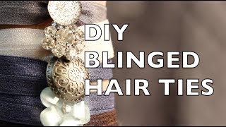 How To Make Hair Ties  Blinged Hair Ties [upl. by Garlanda]