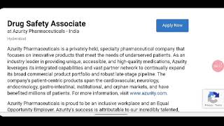 Azurity Hiring Drug Safety Associate  Pharmacovigilance [upl. by Kuebbing]