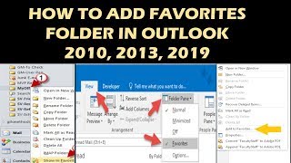 HOW TO ADD FAVORITES FOLDER IN OUTLOOK 2010 2013 2019 [upl. by Katerine]