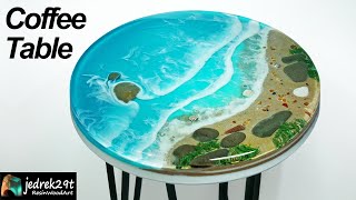 How to make an EPOXY OCEAN TABLE  resin art [upl. by Eyar803]