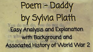 Poem  Daddy by Sylvia Plath Analysis of them with Background 5th semester English Hons [upl. by Ima]