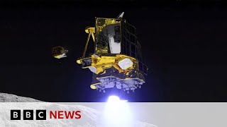 Japan lands on Moon but glitch threatens mission  BBC News [upl. by Daveen]