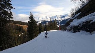 Skiing BLUE slope GELINOTTE at MEGEVE ski resort  GoPro POV  Feb 2024 [upl. by Glyn]