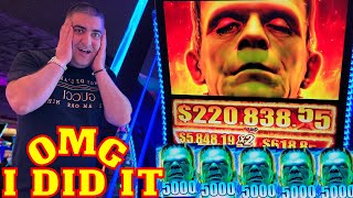 OMG I Won 2 JACKPOTS On NEW FRANKENSTEIN SLOT MACHINE [upl. by Anawqahs]