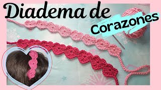 Tu NENA se verá lindisima con esta TIARA  DIADEMA DE CORAZONES TEJIDA a crochet e cabello  Lauser [upl. by Seuqirdor]