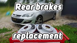 How to replace rear brake pads and discs  Vauxhall  Opel Astra J  Zafira C  Insignia A [upl. by Etteb474]