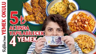 5₺ Altında Yapılabilecek 4 Farklı Yemek Tarifi  Mücver Köfte Makarna Patates ve Dahası 🤩 [upl. by Heffron]