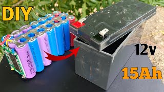 How To Make 12v 15Ah Lithium battery  DIY 12v Battery With 18650 [upl. by Enorahs]