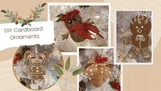 4 DIY Cheap Rustic Christmas Ornaments Using Cardboard amp Dollar tree items  Christmas 2020 [upl. by Annor]